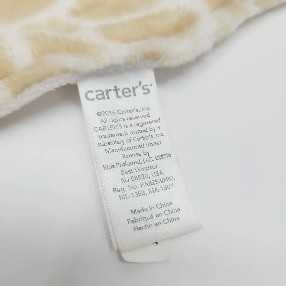Carters Giraffe Plush Lovey Security Blanket Tan White Pacifier Loop 2016
